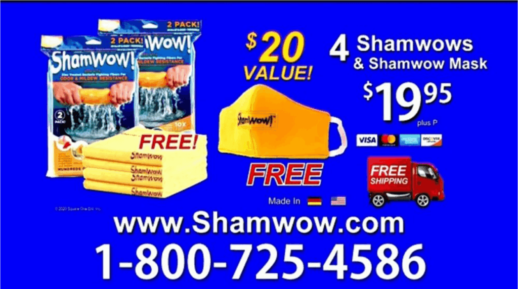 DRTV advertisement screen for the ShamWow