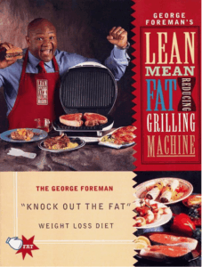 George Forman in an advertisement promoting his "lean mean fat grilling machine."
