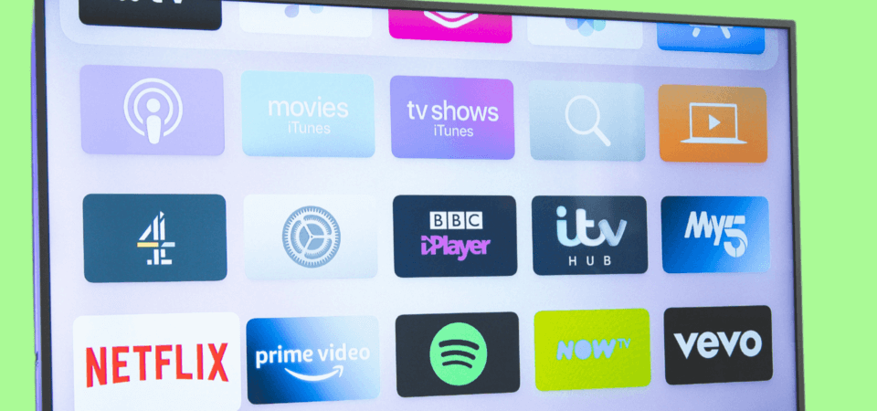 A smart tv with streaming platform icons on it.