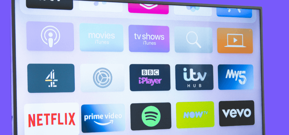 A smart tv with streaming platform icons on it