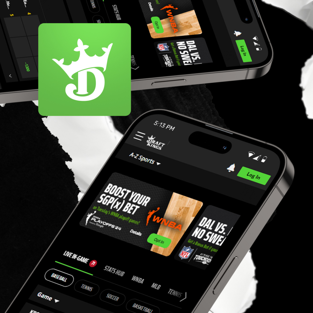 two mobile phones with draft kings app