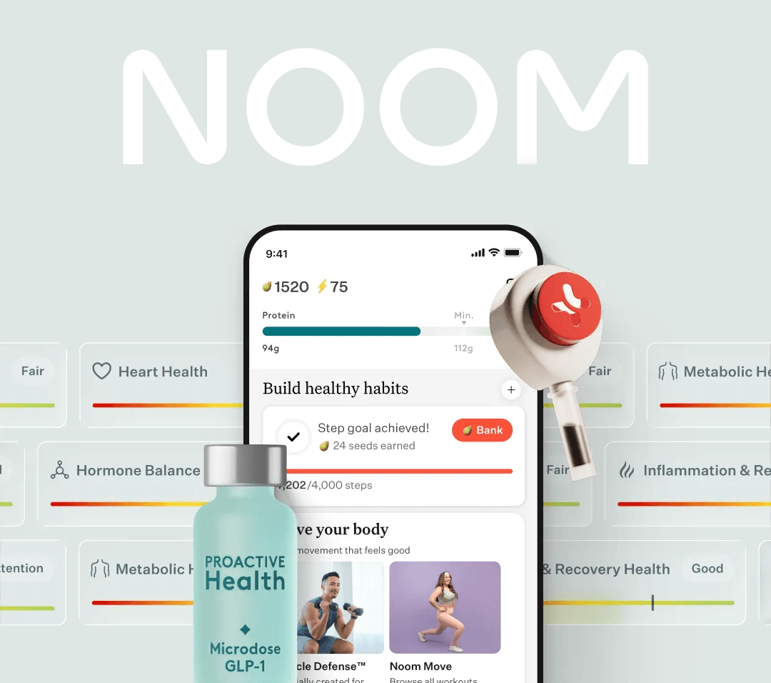 user interface of the noom app